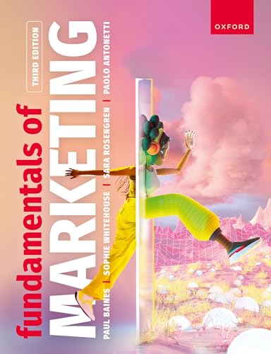 Book cover: "Fundamentals of Marketing," third edition, with abstract art.
