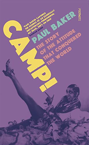 Book cover with bold yellow "CAMP!" text and a leg in a sparkly shoe.
