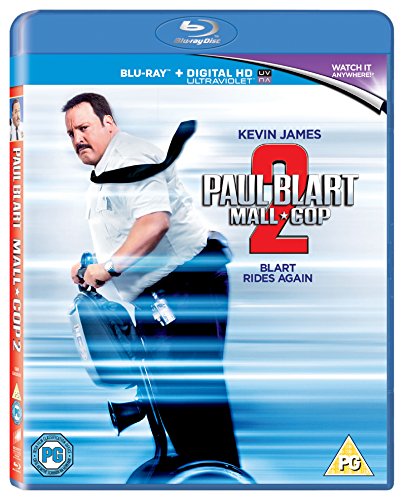Blu-ray cover for Paul Blart: Mall Cop 2 featuring Kevin James riding a Segway.
