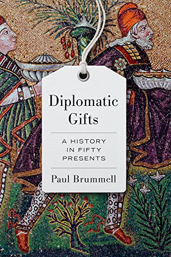 Book cover with title "Diplomatic Gifts" over a mosaic background.