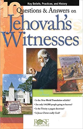Pamphlet cover with portrait, buildings, and text about Jehovah's Witnesses.