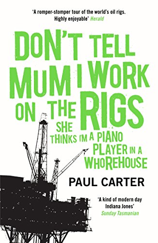 Book cover with large green text and a black silhouette of an oil rig.