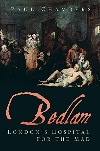 Book cover depicting a crowded, historical scene inside a mental hospital.