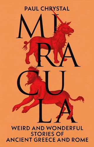 Book cover: "Miracula" with red mythical creatures and bold lettering.