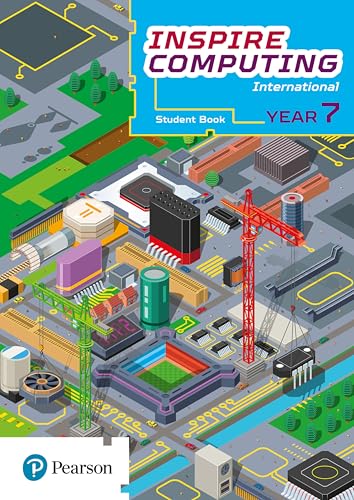 “Inspire Computing International” Year 7 student book cover with cityscape illustration.