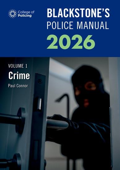 Blackstone’s Police Manuals Volume 1: Crime 2026 book cover with a shadowy figure.