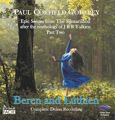 CD cover: woman in blue dress dancing in a sunlit forest.