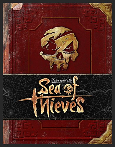 Red book cover with a gold skull and “Sea of Thieves” title.