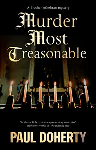 Book cover: "Murder Most Treasonable" with candles and gothic lettering.
