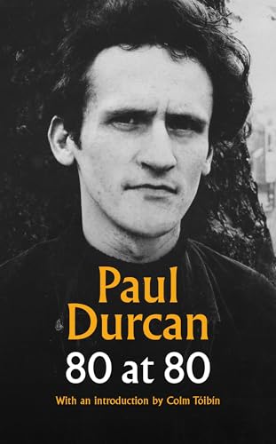 Black and white portrait of Paul Durcan with book title "80 at 80".