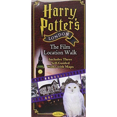 Book cover for Harry Potter's London featuring Big Ben, film strips, and an owl.