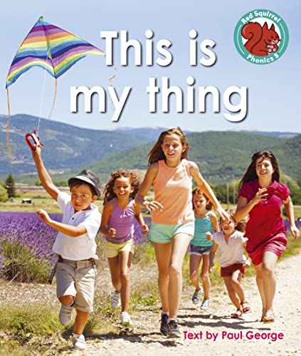Book cover: children running with a kite, lavender field background.