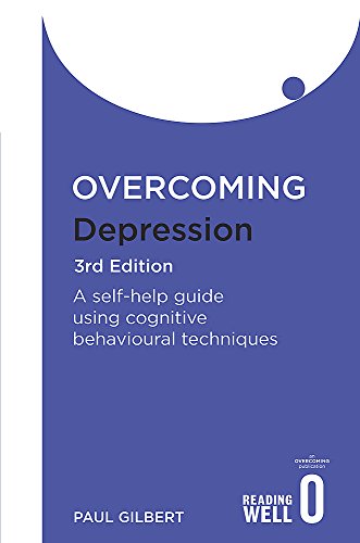 Blue book cover with white text: “Overcoming Depression”, 3rd Edition.