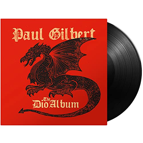 Red album cover with a black dragon illustration and vinyl record.