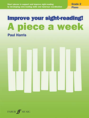 Music book cover titled Improve your sight-reading! A piece a week for Grade 2 piano.