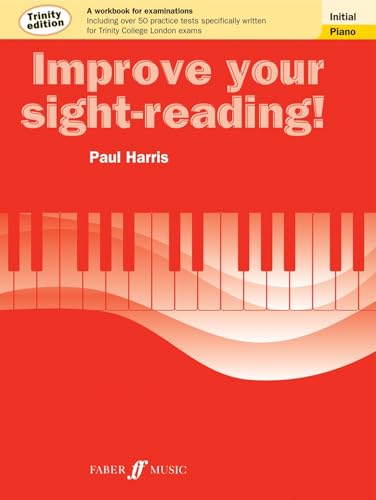 Red piano sight-reading workbook for Trinity College Initial Grade exams.