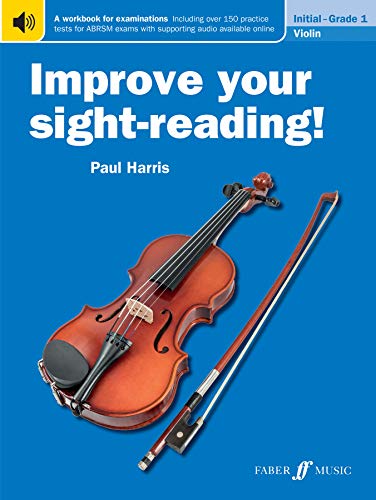 Cover of Improve your sight-reading! Violin Grade 1 book featuring a violin and bow.