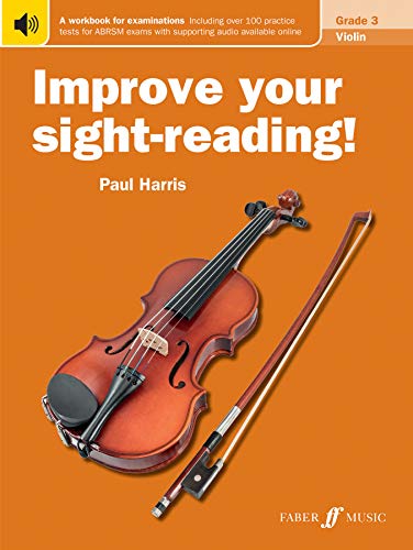 Violin sight-reading workbook, Grade 3, with a violin image on orange cover.