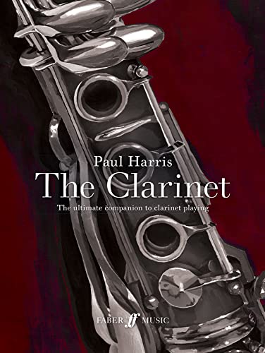 Close-up of a clarinet with book title "The Clarinet" by Paul Harris.