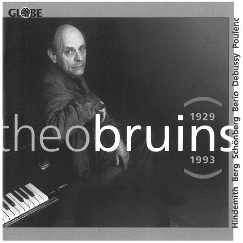Black and white CD cover featuring composer Paul Hindemith at a piano.