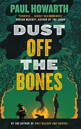 Book cover: "Dust Off the Bones" with silhouetted figures and a campfire.