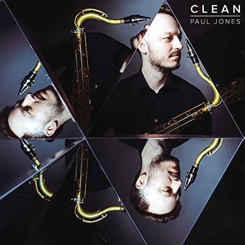 Paul Jones album cover with mirrored saxophone and artist portrait.