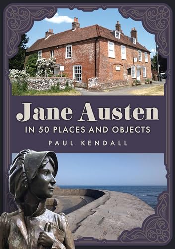 Book cover featuring Jane Austen, a house, and coastal scenery.