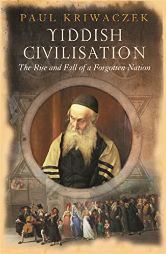 Book cover: "Yiddish Civilisation" with portrait of bearded man in traditional clothing.