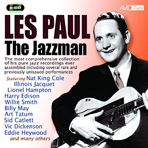 "CD cover featuring a black-and-white photo of Les Paul holding a guitar."