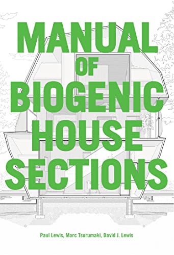 Book cover: "Manual of Biogenic House Sections" with architectural drawing.