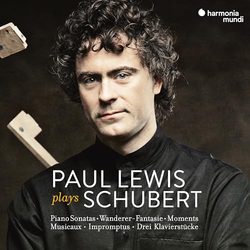 CD cover featuring pianist Paul Lewis with text “Paul Lewis plays Schubert”.