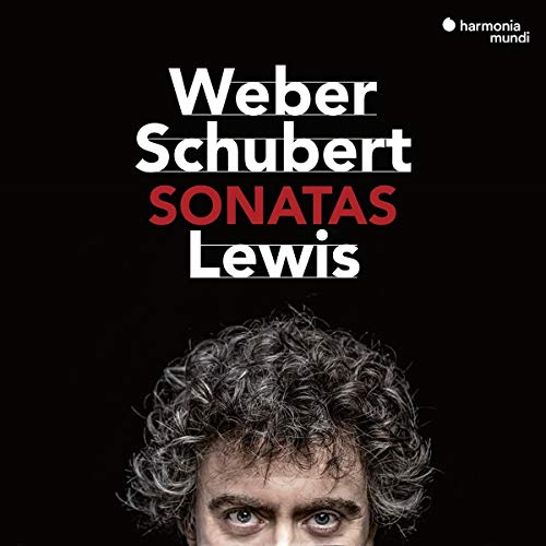 CD cover with pianist Paul Lewis and composers Weber, Schubert’s names.