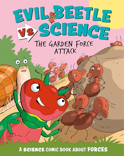 Comic book cover featuring cartoon insects and an apple, titled "Evil Beetle vs Science.