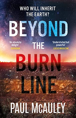 Book cover: “Beyond the Burn Line” with cracked earth and starry sky.