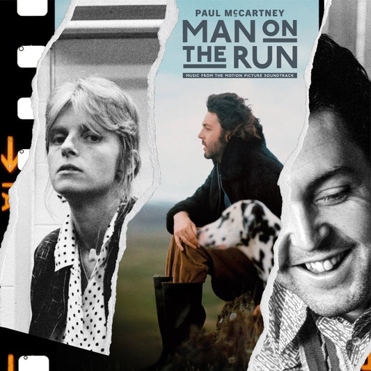 CD cover for "Man On The Run" featuring Paul McCartney and film stills.