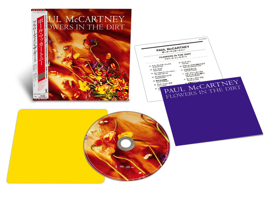Paul McCartney "Flowers in the Dirt" CD cover with flowers and text.