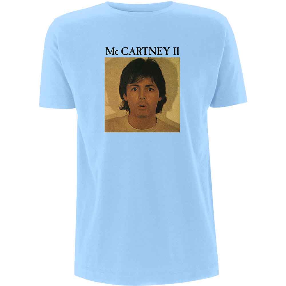 Light blue t-shirt with a portrait of Paul McCartney on the chest.