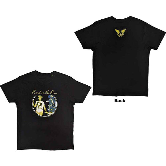 Black Paul McCartney "Band on the Run" t-shirt, front and back view.
