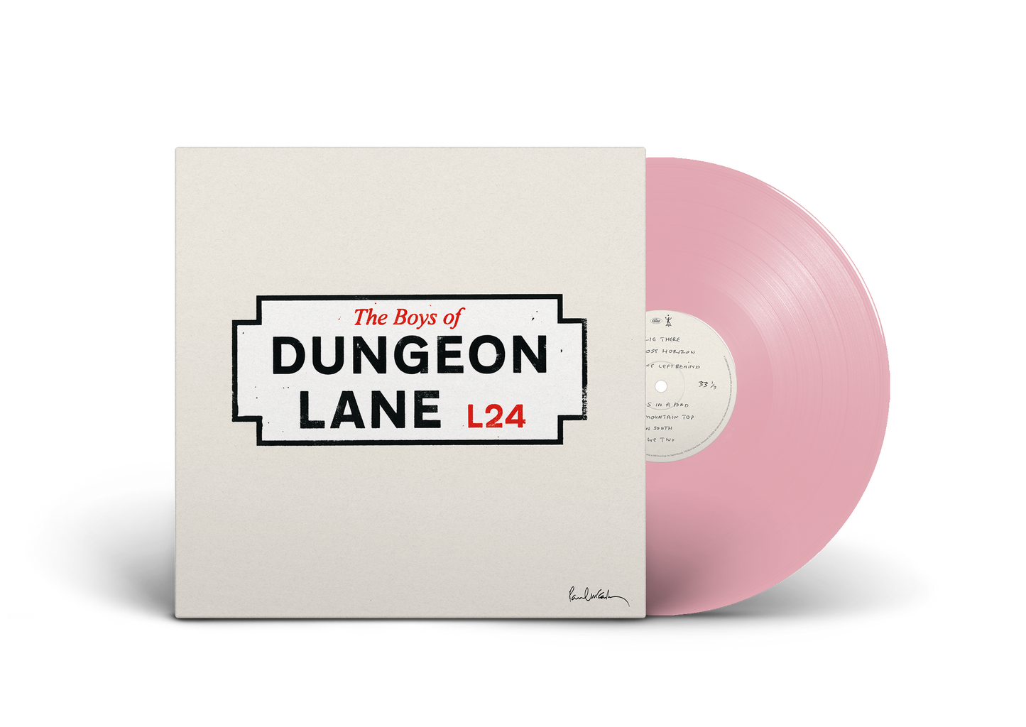 Pink vinyl LP of Paul McCartney’s “The Boys of Dungeon Lane” album.