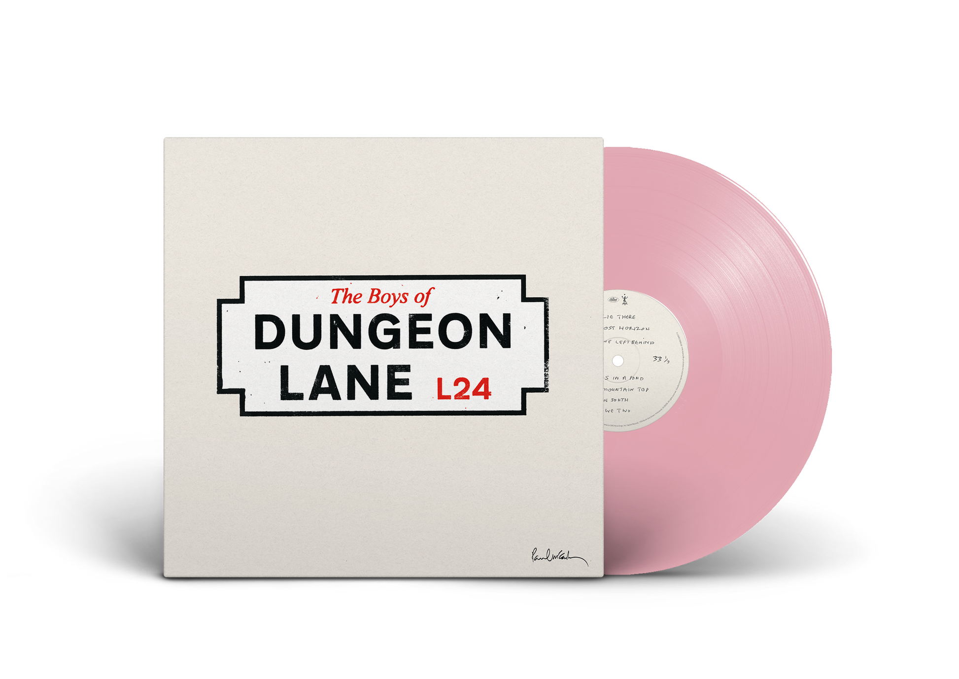 Pink vinyl LP of Paul McCartney’s “The Boys of Dungeon Lane” album.