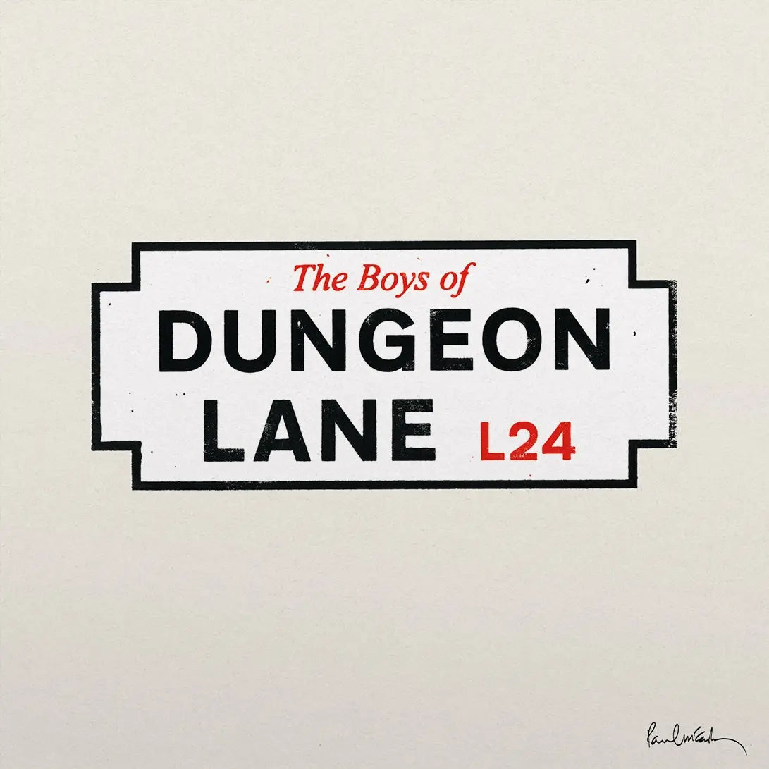 The Boys of Dungeon Lane" album cover with bold black text on white.