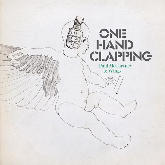 Sketch of a winged head with headphones, album title "One Hand Clapping".