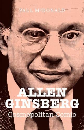Close-up halftone portrait of Allen Ginsberg wearing round glasses.