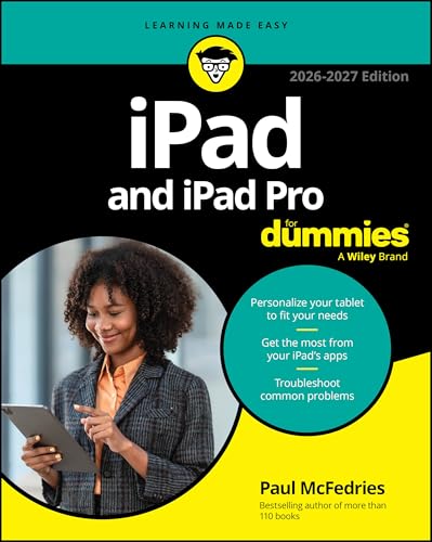 Book cover: "iPad and iPad Pro For Dummies" with a woman using an iPad.