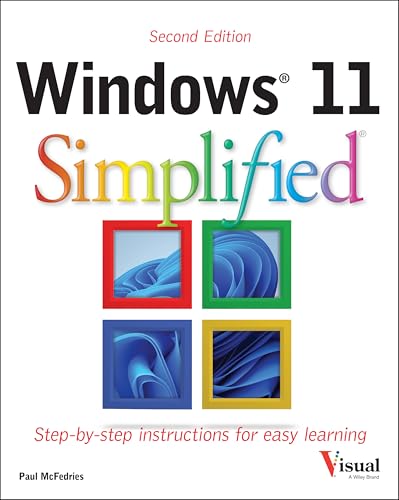 Book cover: “Windows 11 Simplified” with colorful Windows logo squares.