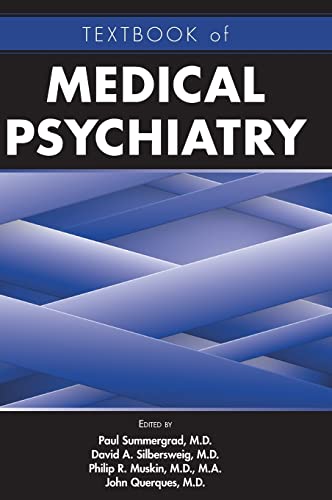 Blue textbook cover with white text: "Textbook of Medical Psychiatry".