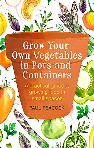 Book cover with painted vegetables and a terracotta pot, titled “Grow Your Own Vegetables.”