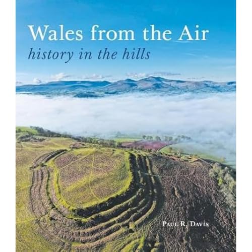 Book cover: aerial view of Welsh hills and valleys in mist.