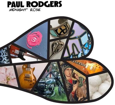 "Album cover with a collage of images, including guitars, jewelry, and a motorcycle."