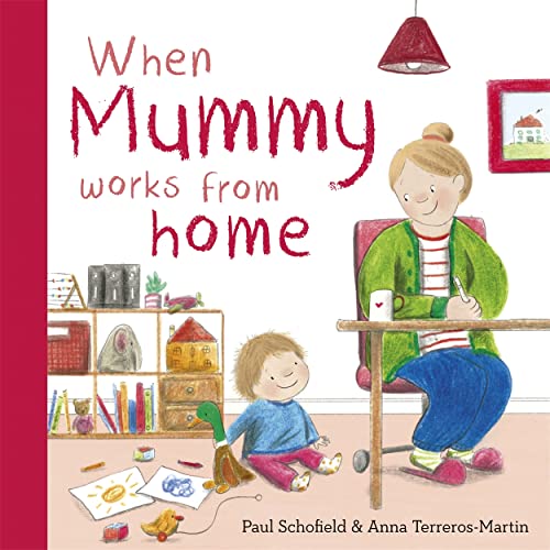 Book cover: mother working at home with a small child playing.
